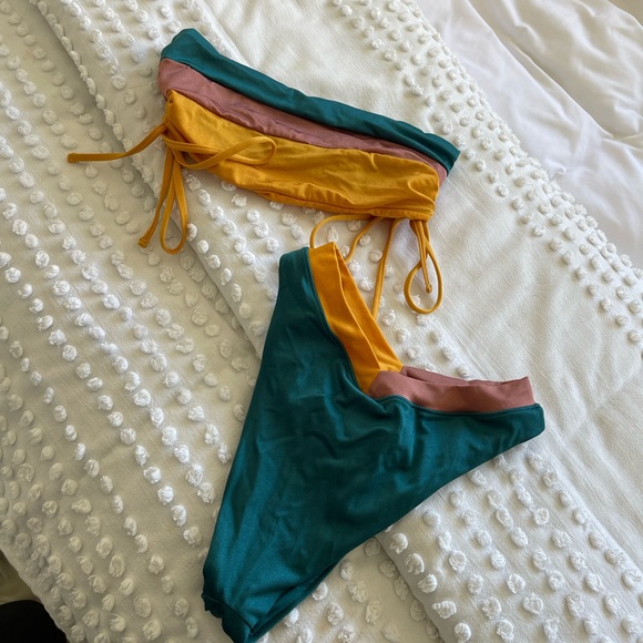 Color block bandeau top + bottoms - Picture 4 of 6